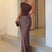 Selminda - Rochie maxi din satin cu un umăr gol