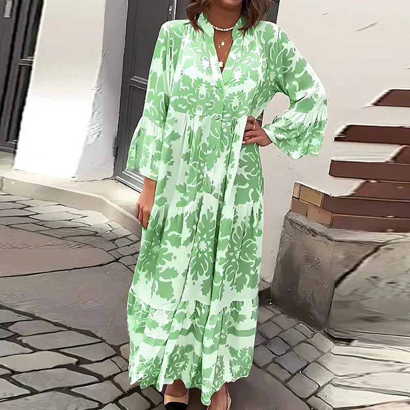 Vanira - Robe élégante à manches longues à fleurs avec volants