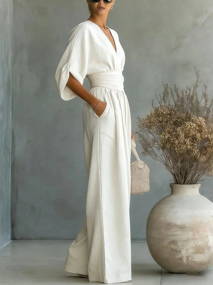 Flemira - Fluid V Neck Jumpsuit