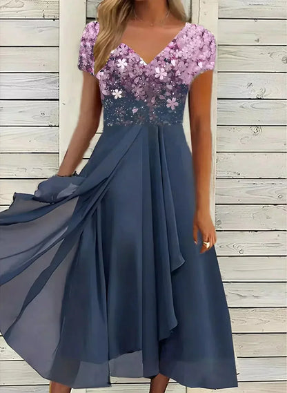 Althean - Rochie florală cu decolteu în V