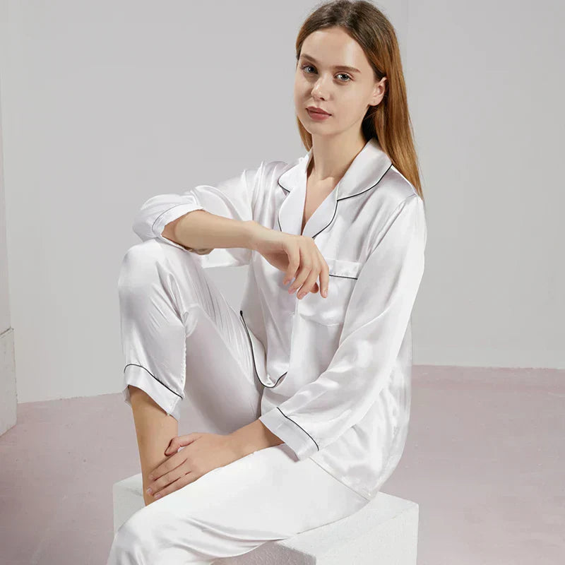Women Mulberry Silk Pajama Set Luxury Pure Natural Sleepwear - Image 5
