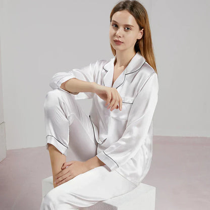 Women Mulberry Silk Pajama Set Luxury Pure Natural Sleepwear - Image 5