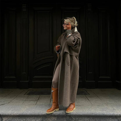 Charlotte – Women’s Long Relaxed-Fit Brown Coat