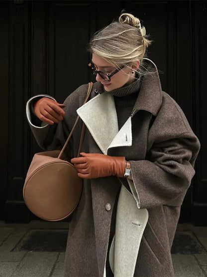 Charlotte – Women’s Long Relaxed-Fit Brown Coat