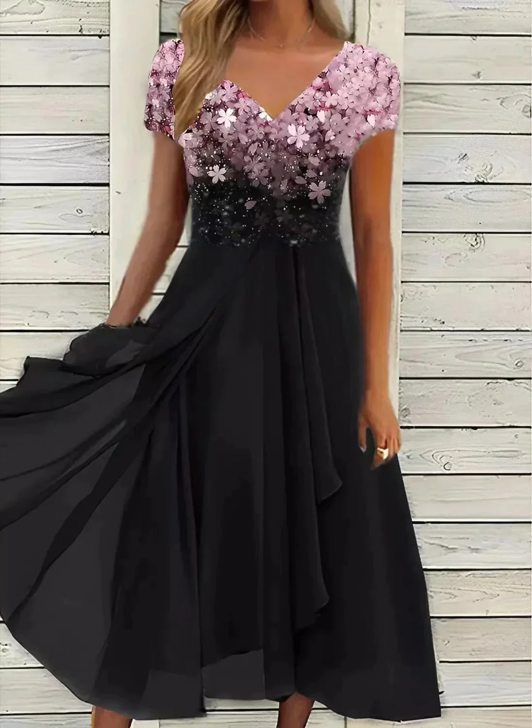 Althean - Rochie florală cu decolteu în V