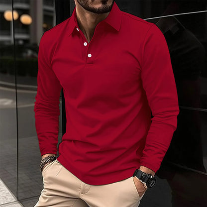 Thavien – Polo à manches longues classique pour homme