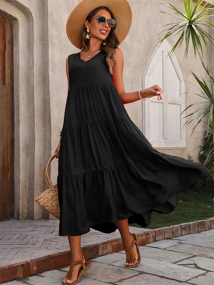 Gabriella - Vestido Largo Acampanado Estilo Verano Confortable