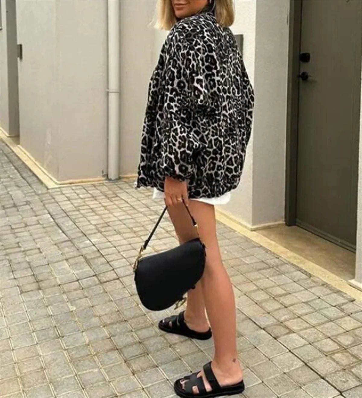 Mariah - Bomberjakke med leopardprint