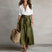 Women Two Piece Skirt Set Button Down Blouse Midi Skirt - Image 3