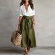 Women Two Piece Skirt Set Button Down Blouse Midi Skirt - Image 3