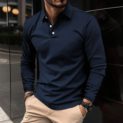 Thavien – Polo à manches longues classique pour homme