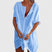 Women Loose Fit Tunic Midi Dress Casual Summer V-Neck Short Sleeve - Image 3