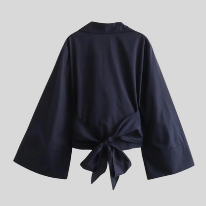 Solenne - Stylish Cotton Women Top With Tie Waist