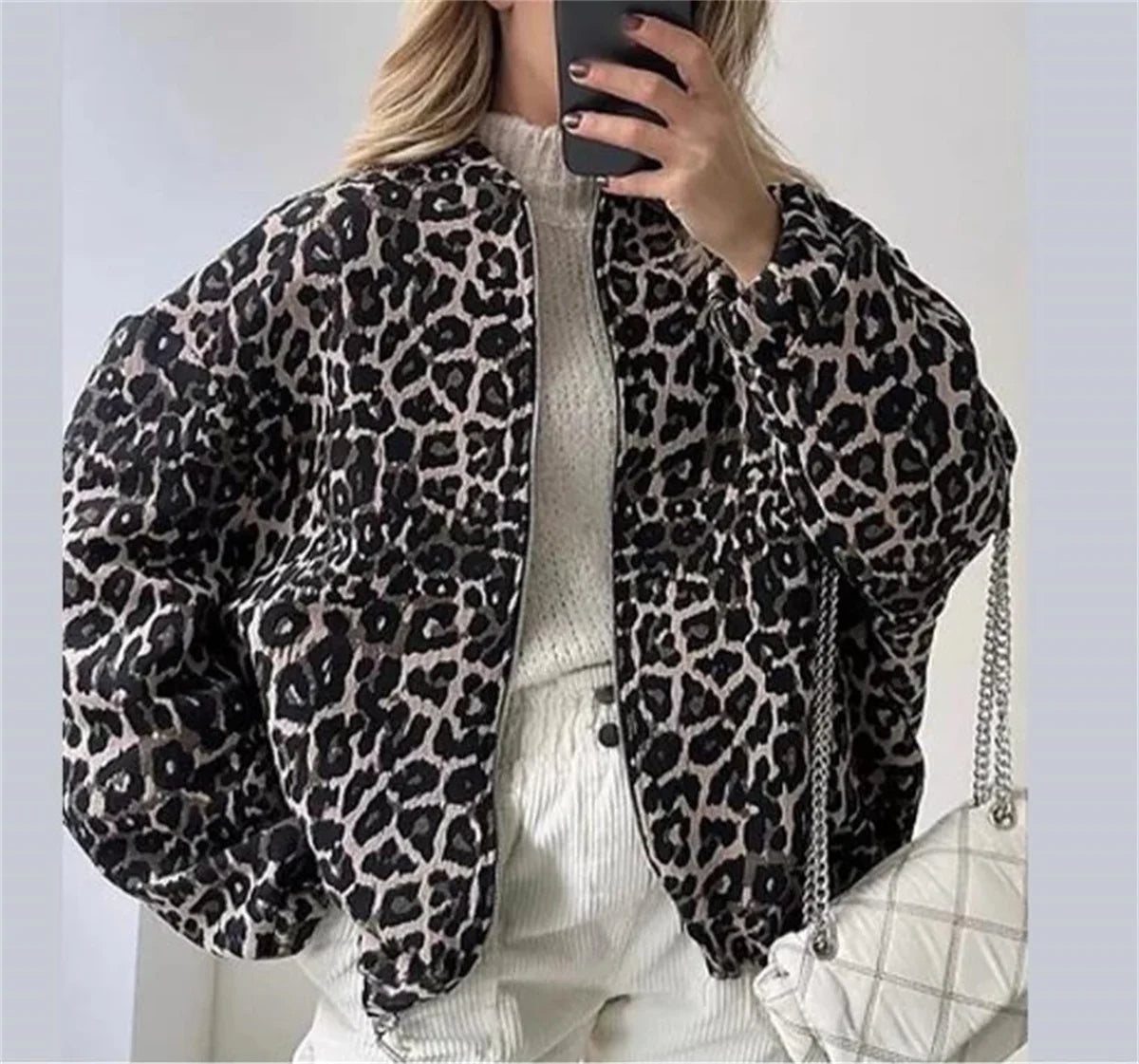 Mariah - Bomberjakke med leopardprint