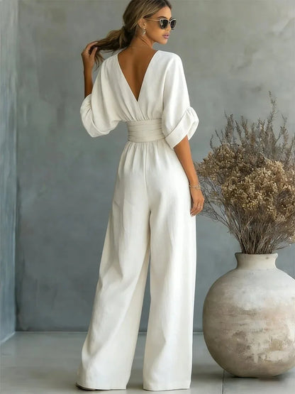 Flemira - Fluid V Neck Jumpsuit