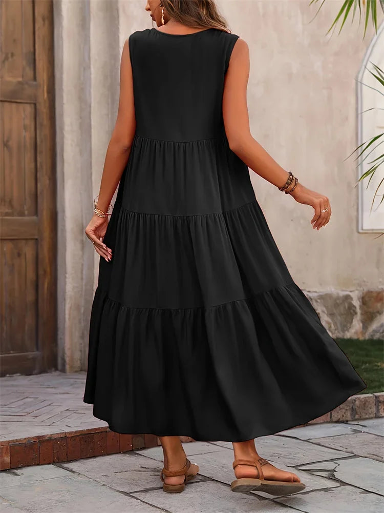 Gabriella - Vestido Largo Acampanado Estilo Verano Confortable
