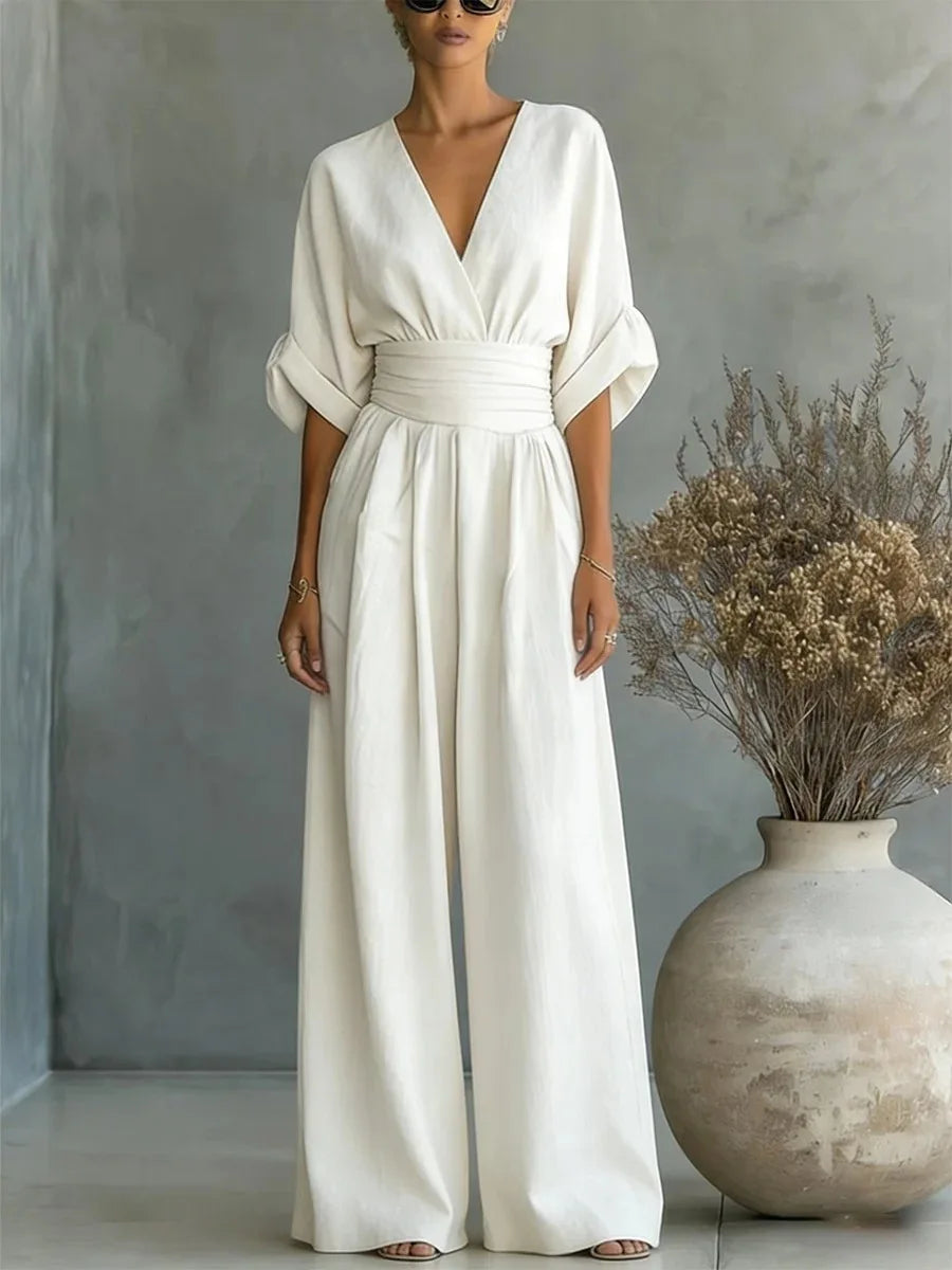 Flemira - Fluid V Neck Jumpsuit