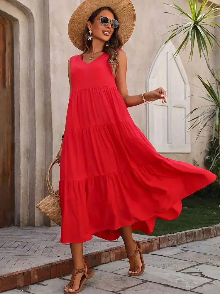 Gabriella - Vestido Largo Acampanado Estilo Verano Confortable