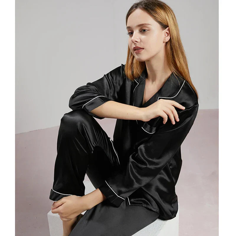 Women Mulberry Silk Pajama Set Luxury Pure Natural Sleepwear - Image 7