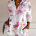 Women's Abstract Print Long Sleeve Button Front Blouse - Image 4