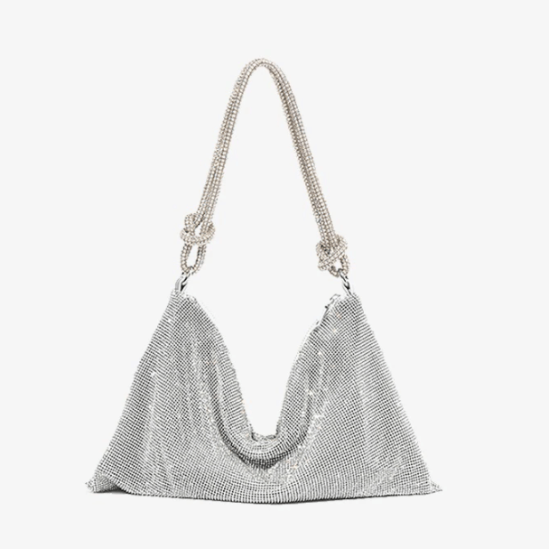 Women Rhinestone Evening Bag Knotted Strap Sparkly Clutch - Image 2