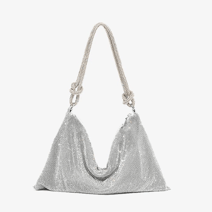 Women Rhinestone Evening Bag Knotted Strap Sparkly Clutch - Image 2