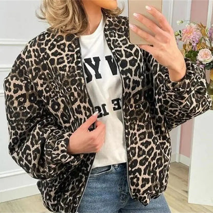 Mariah - Bomberjakke med leopardprint