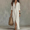Women's Linen Maxi Dress Button Front Flowy Summer