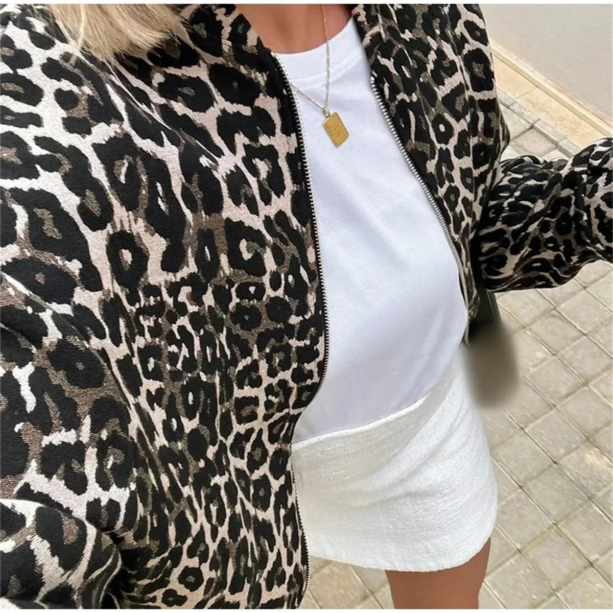 Mariah - Bomberjakke med leopardprint