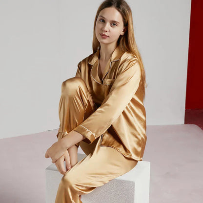 Women Mulberry Silk Pajama Set Luxury Pure Natural Sleepwear - Image 9