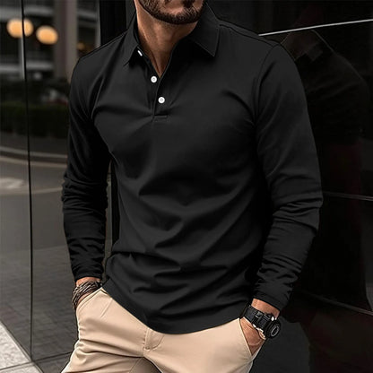 Thavien – Polo à manches longues classique pour homme