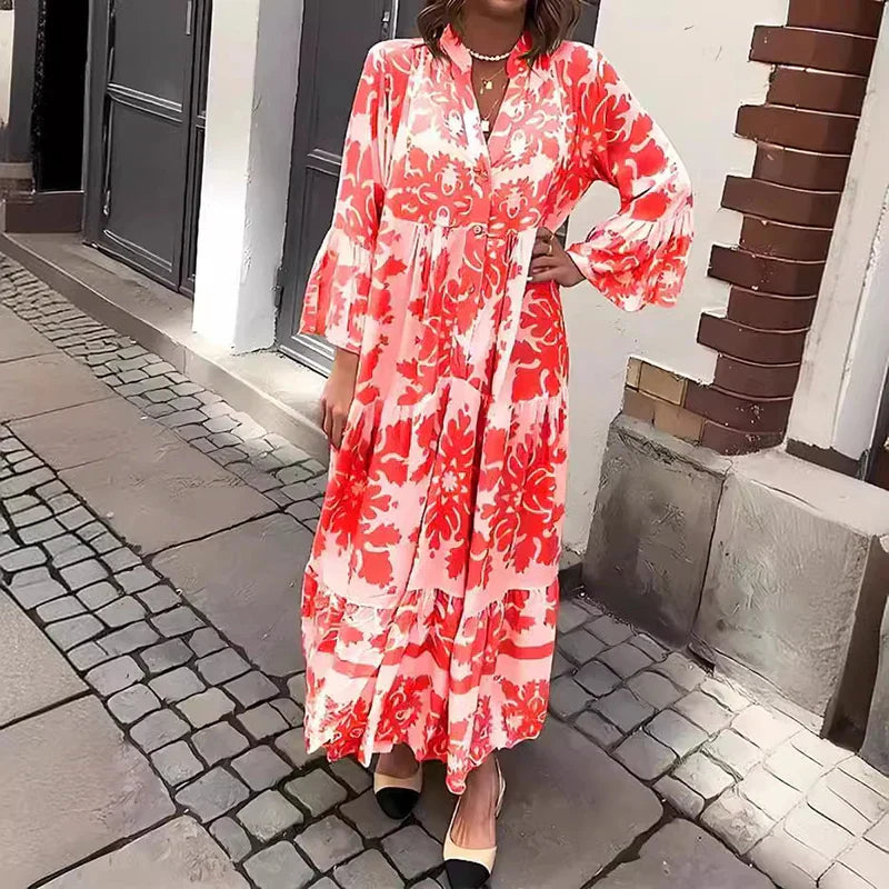 Vanira - Robe élégante à manches longues à fleurs avec volants
