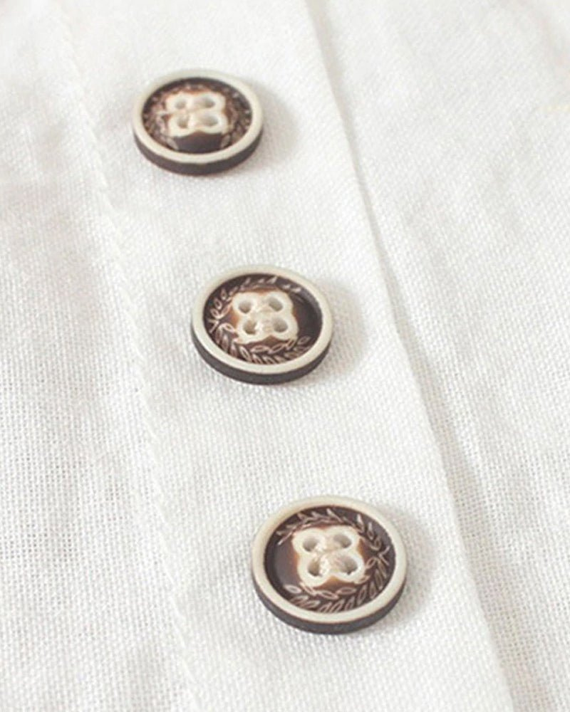 Women Linen Button Front Tunic Top Short Sleeve - Image 3