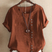 Women Linen Button Front Tunic Top Short Sleeve - Image 5