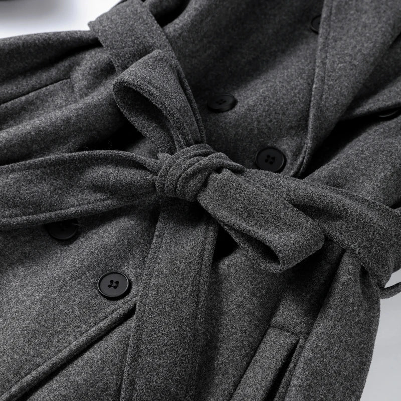 Marivelle – Long Wool Blend Trench Coat for Women