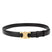 Women Slim Faux Leather Belt Gold Buckle Black - Image 5