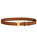 Women Slim Faux Leather Belt Gold Buckle Black - Image 6