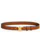 Women Slim Faux Leather Belt Gold Buckle Black - Image 6