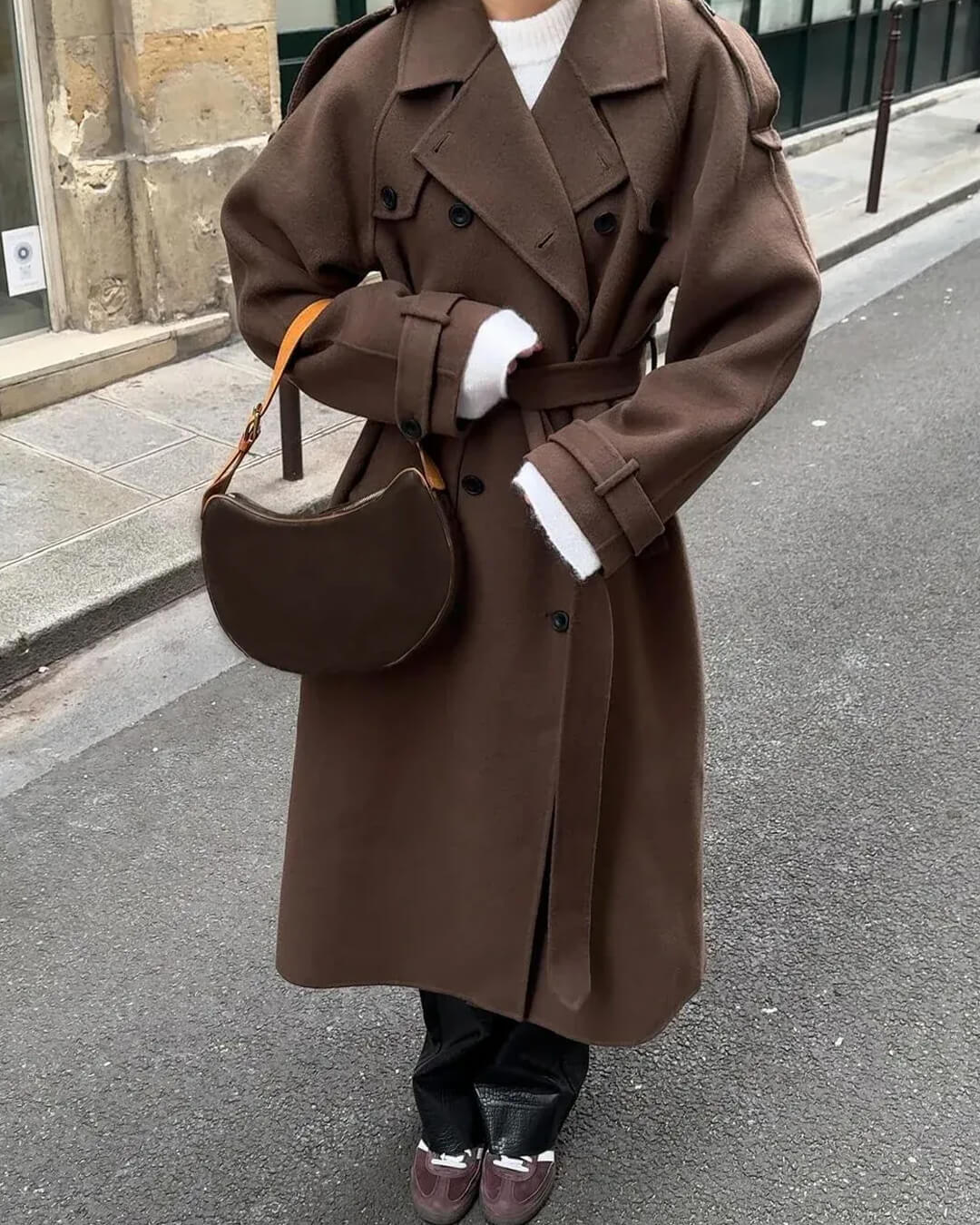 Marivelle – Long Wool Blend Trench Coat for Women