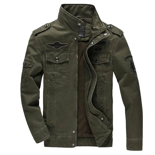Stand Collar Military Jacket for Men Azzoria
