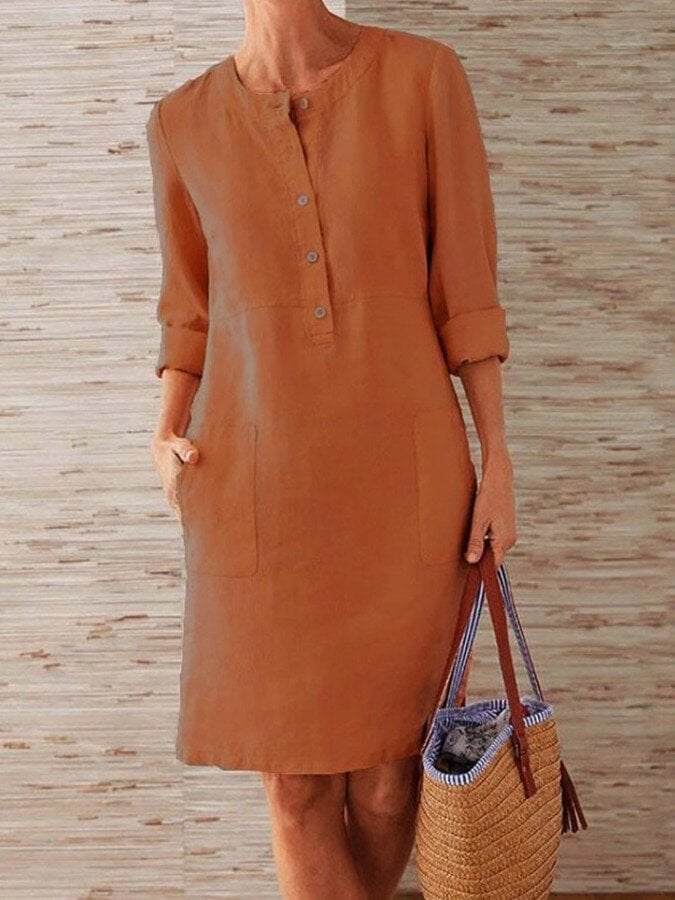 Clarissa - Vestido de lino fresco con botones