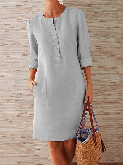Clarissa - Vestido de lino fresco con botones