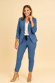 Structured Blazer and Trousers Set with Adjustable Waist – Women’s Two-Piece Azzoria