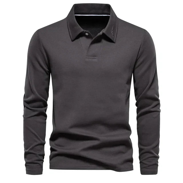Polo à col structuré manches longues pour homme