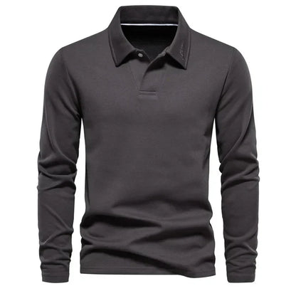 Polo à col structuré manches longues pour homme