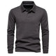 Structured Collar Long-Sleeved Polo Shirt for Men