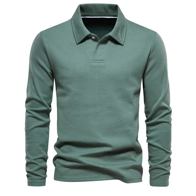 Polo à col structuré manches longues pour homme