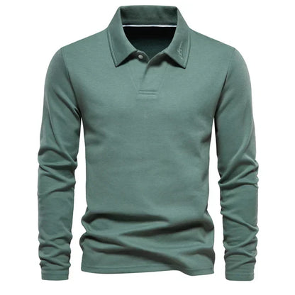 Polo à col structuré manches longues pour homme