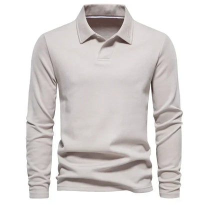 Polo à col structuré manches longues pour homme