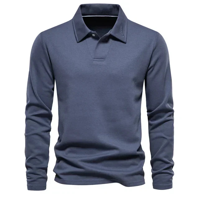 Polo à col structuré manches longues pour homme